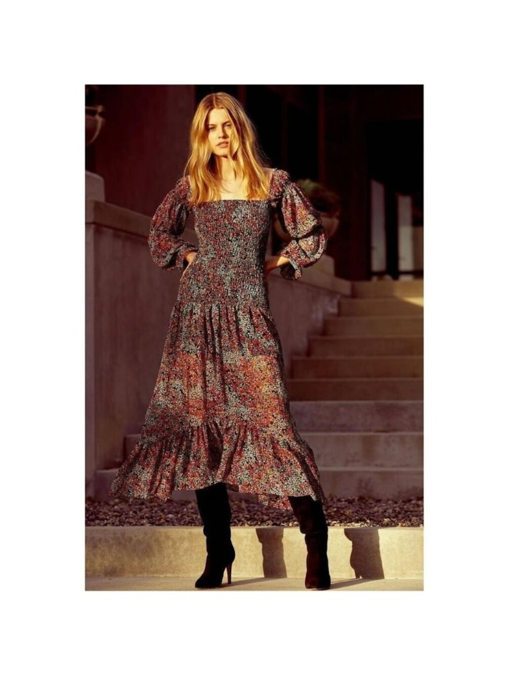 NWT Misa Los Angeles Rashida Smocked Floral Maxi Dress Nazirah Boho Whimsigoth - Picture 2 of 16